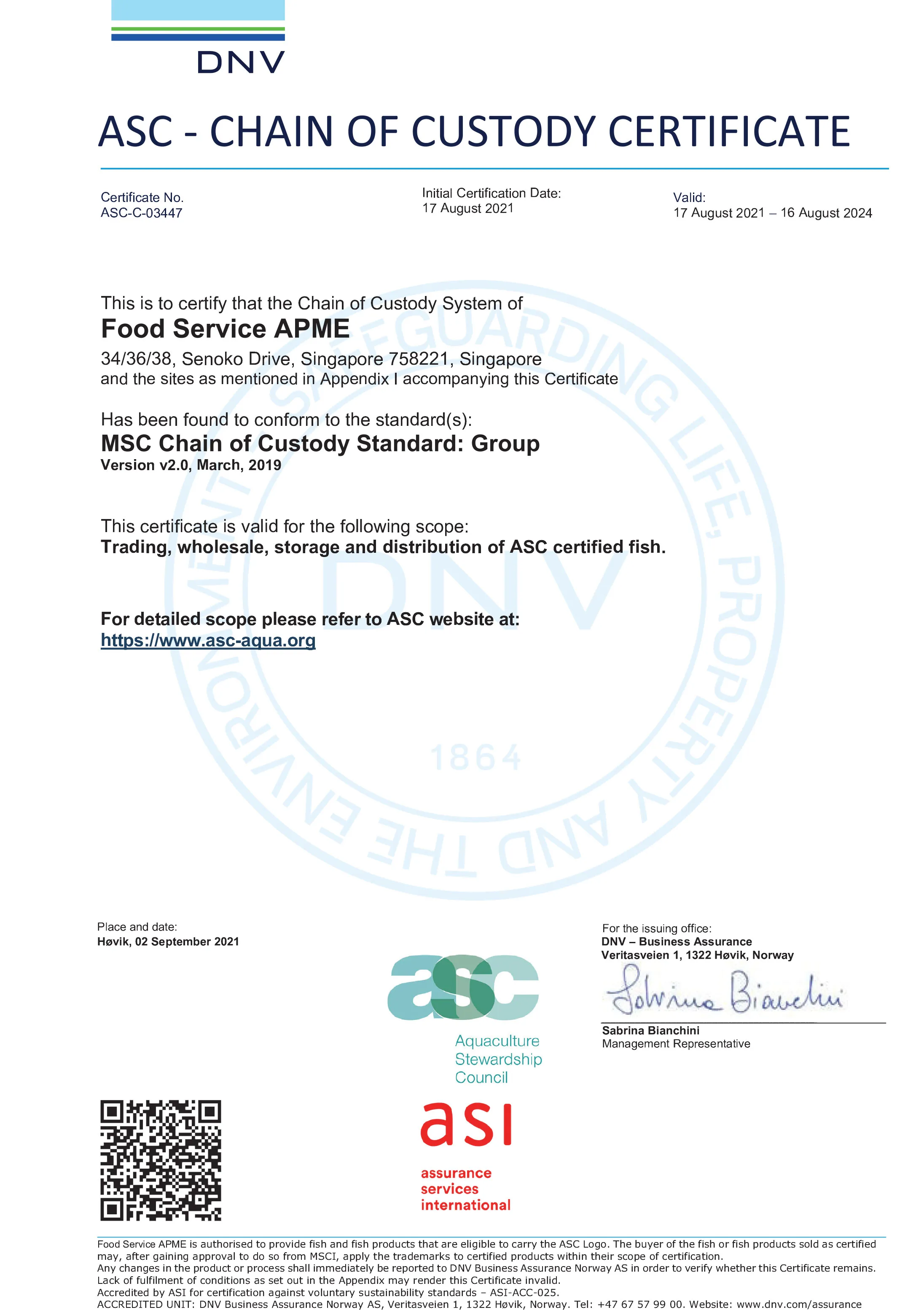 ASC Certificate